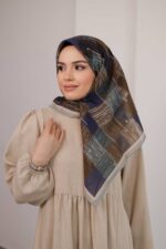 Nota Desen Soft Eşarp - Kahve Mavi - Görsel 2