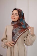 Nota Desen Soft Eşarp - Karamel Mavi - Görsel 3