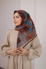 Nota Desen Soft Eşarp - Karamel Mavi