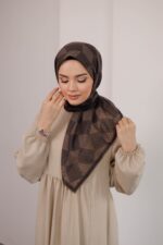 Mosaic Desen Soft Eşarp - Kahve - Görsel 5