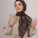 Mosaic Desen Soft Eşarp - Kahve