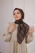 Mosaic Desen Soft Eşarp - Kahve