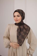 Mosaic Desen Soft Eşarp - Kahve - Görsel 4