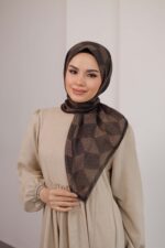 Mosaic Desen Soft Eşarp - Kahve - Görsel 3