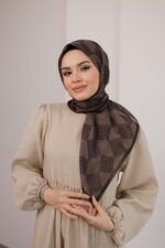 Mosaic Desen Soft Eşarp - Kahve - Görsel 2