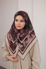 İz Desen Soft Eşarp - Gül Kurusu - Görsel 3