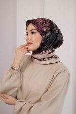 İz Desen Soft Eşarp - Gül Kurusu