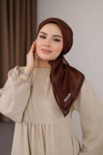 Mosaic Desen Soft Eşarp - Kiremit - Görsel 3