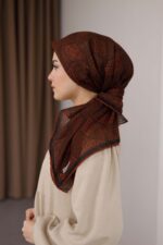 Mosaic Desen Soft Eşarp - Kiremit - Görsel 7