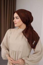 Mosaic Desen Soft Eşarp - Kiremit - Görsel 5