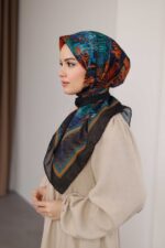 İz Desen Soft Eşarp - Kiremit - Görsel 3