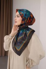 İz Desen Soft Eşarp - Kiremit