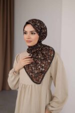 Flora Desen Soft Eşarp - Kahve - Görsel 3