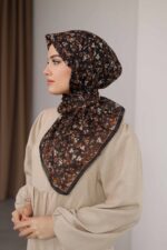 Flora Desen Soft Eşarp - Kahve