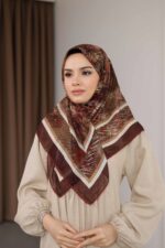 İz Desen Soft Eşarp - Kahve Kiremit