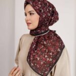 Flora Desen Soft Eşarp - Bordo