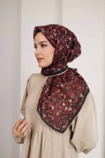 Flora Desen Soft Eşarp - Bordo