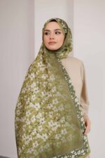 Flora Desen Soft Şal - Yeşil - Görsel 2