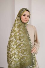 Flora Desen Soft Şal - Yeşil