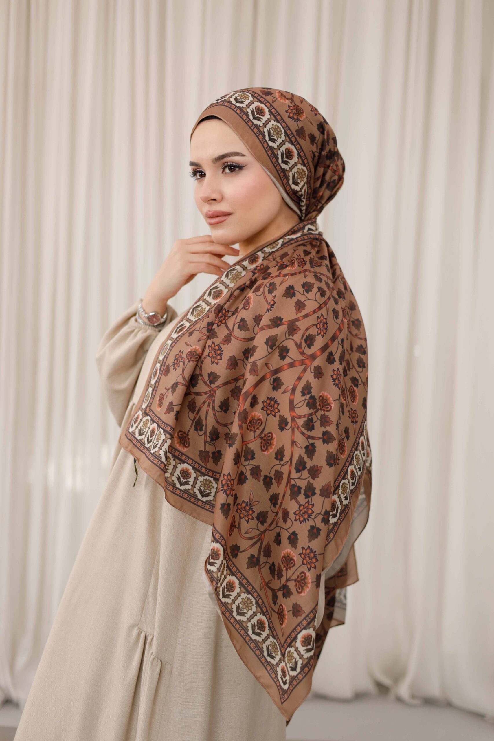 IMG_7167 Alya Desen Soft Şal - Karamel - Görsel 1