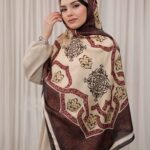 Rüveyda Premium Soft Şal - Bordo Bej