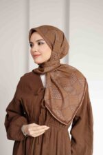 Mosaic Desen Soft Eşarp - Karamel - Görsel 5