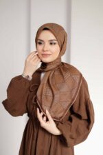 Mosaic Desen Soft Eşarp - Karamel - Görsel 3