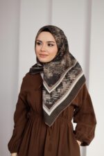 İz Desen Soft Eşarp - Toprak - Görsel 2