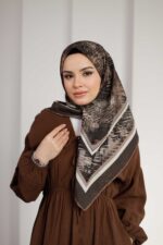 İz Desen Soft Eşarp - Toprak - Görsel 4