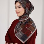 Nota Desen Soft Eşarp - Bordo Füme