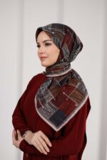 Nota Desen Soft Eşarp - Bordo Füme