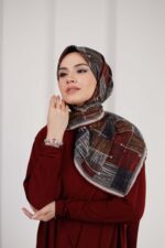 Nota Desen Soft Eşarp - Bordo Füme - Görsel 6