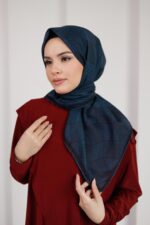 Mosaic Desen Soft Eşarp - Lacivert - Görsel 3