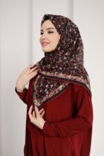 Flora Desen Soft Eşarp - Kırmızı - Görsel 6