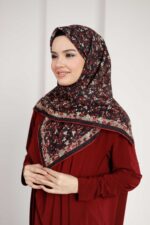 Flora Desen Soft Eşarp - Kırmızı - Görsel 4