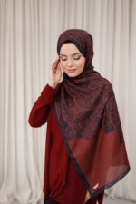 Nevra Desen Soft Şal - Bordo - Görsel 5