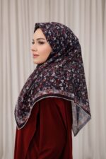 Flora Desen Soft Eşarp - Bordo Füme - Görsel 3