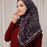 Flora Desen Soft Eşarp - Bordo Füme