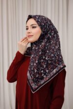 Flora Desen Soft Eşarp - Bordo Füme