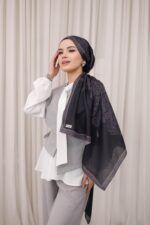 Nevra Desen Soft Şal - Siyah - Görsel 4