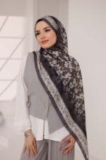 Flora Desen Soft Şal - Siyah