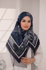 İz Desen Soft Eşarp - Füme Mavi - Görsel 2