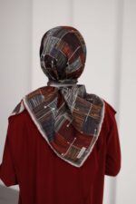 Nota Desen Soft Eşarp - Bordo Füme - Görsel 7