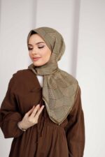 Mosaic Desen Soft Eşarp - Haki - Görsel 3