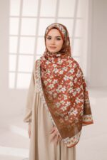 Flora Desen Soft Şal - Kiremit - Görsel 6