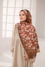 Flora Desen Soft Şal - Kiremit - Görsel 5