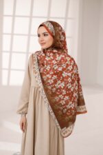 Flora Desen Soft Şal - Kiremit - Görsel 4