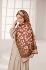 Flora Desen Soft Şal - Kiremit - Görsel 3