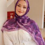 Hare Desen Organik Soft Şal- Lila Geçişli Mor
