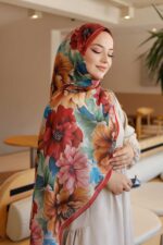Garden Desen Organik Soft Şal- Kiremit - Görsel 2